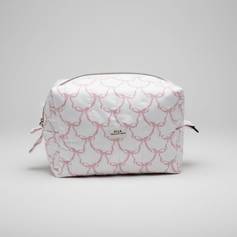 Pink Ribbon Quilted Cosmetic Bag