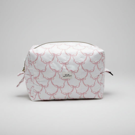 Pink Ribbon Quilted Cosmetic Bag