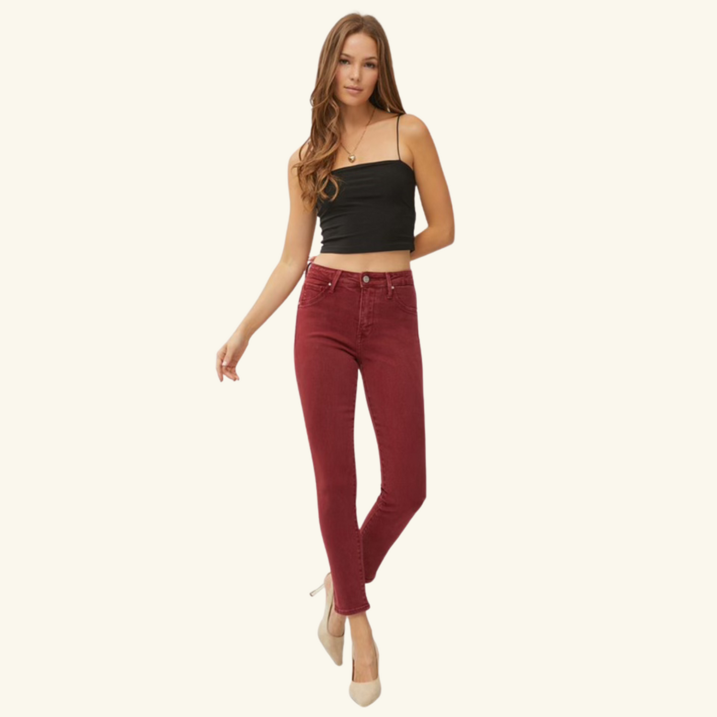 Cranberry Dreams HR Skinny Jeans - Risen