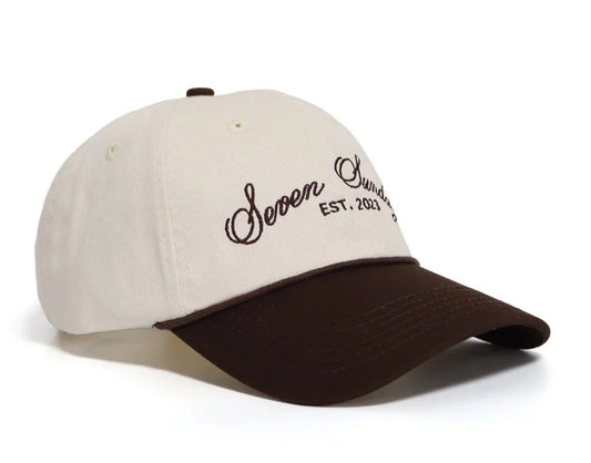 Seven Sundays Dad Hat - White w/ Brown Beak