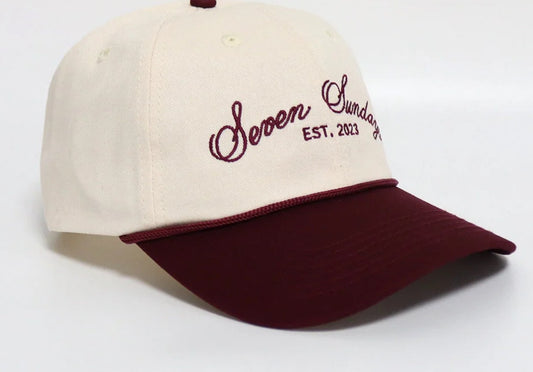Seven Sundays Dad Hat - White w/Burgundy Beak