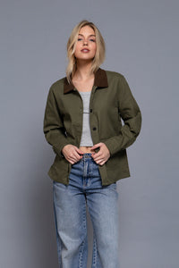 Work Line Corduroy Collar Twill Jacket