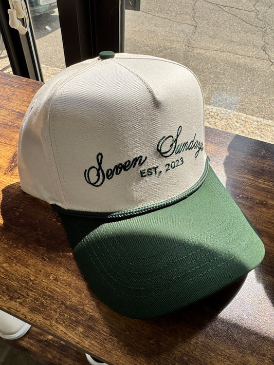 Seven Sundays Trucker Hat - White w/ Green