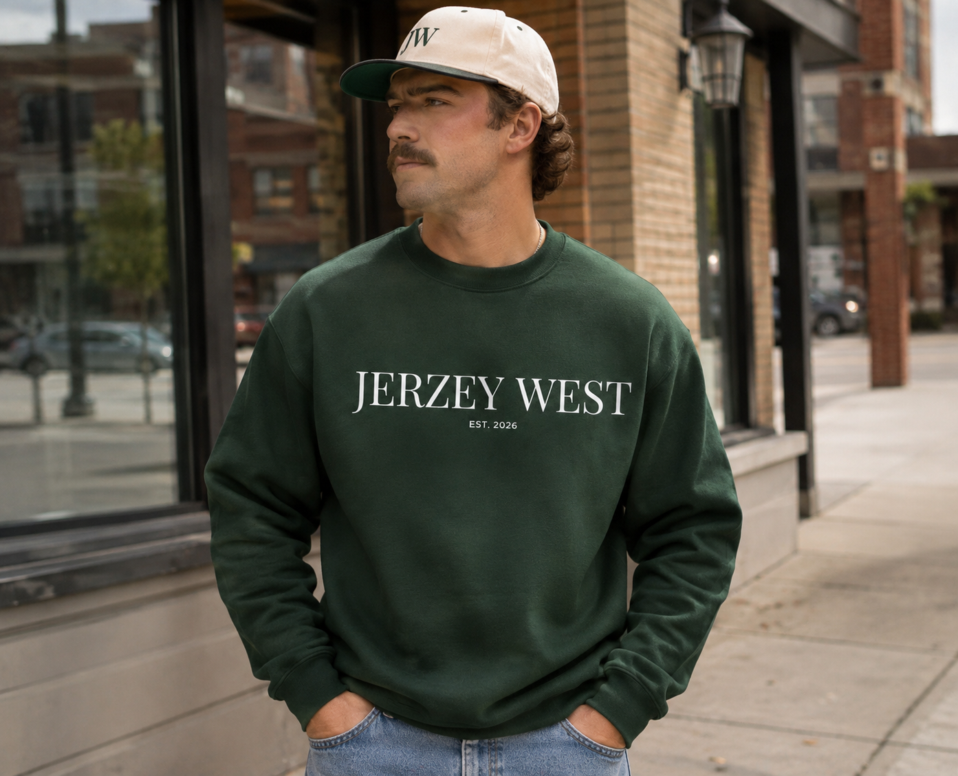 Jerzey West Graphic Crewneck - Hunter Green