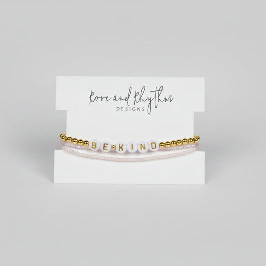 Be Kind Gold Plated Beaded Stacked Bracelet