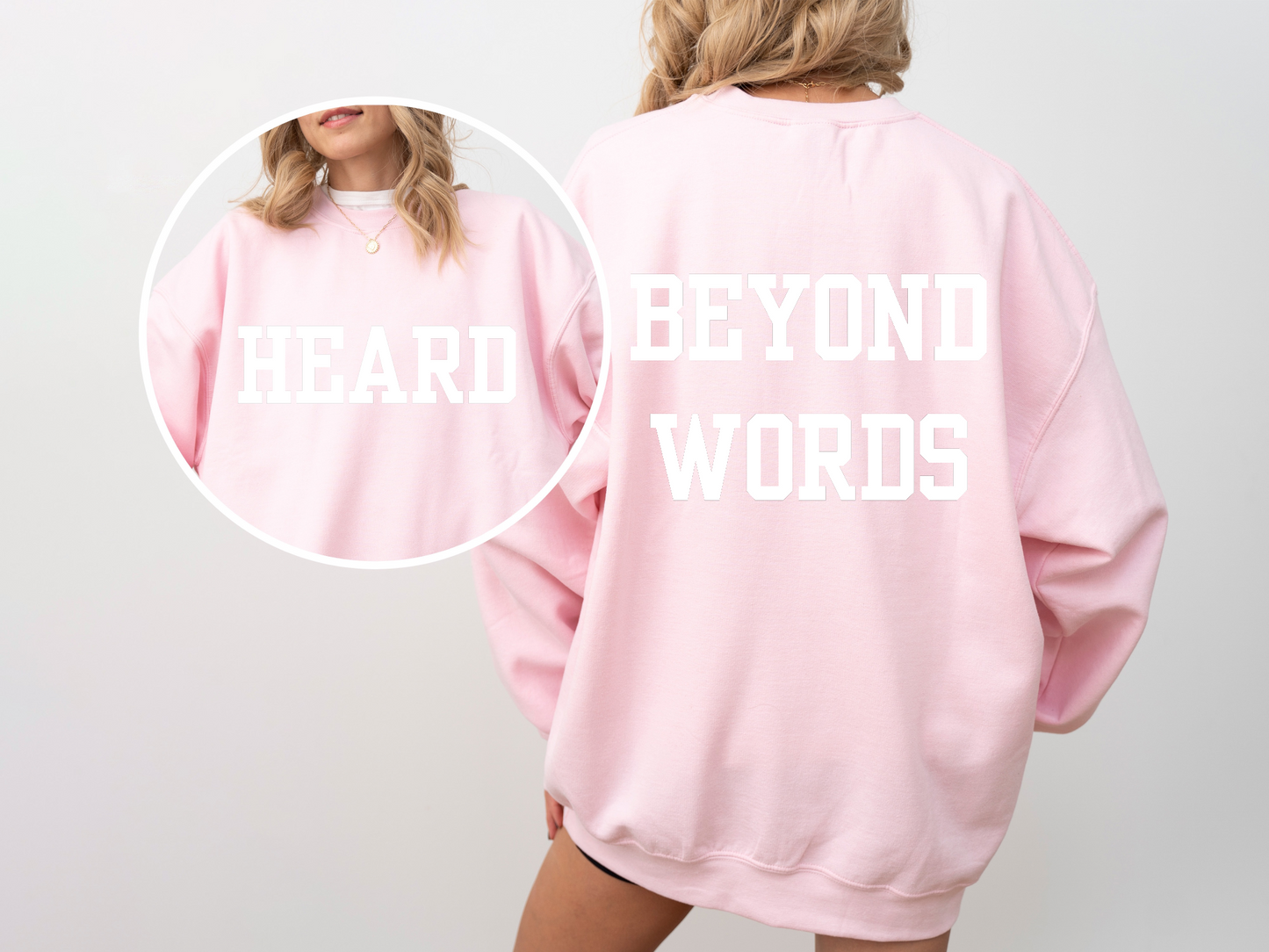 HEARD Beyond Words Graphic Crewneck - Springtime Pink (PRE-ORDER Item)