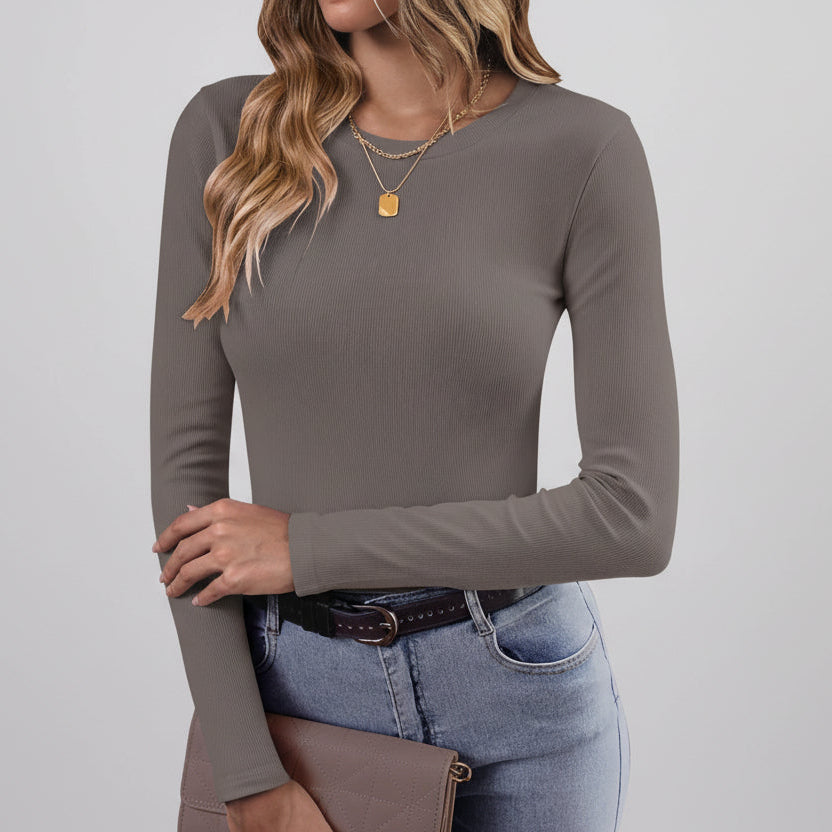 Concrete Ribbed Long Sleeve Top