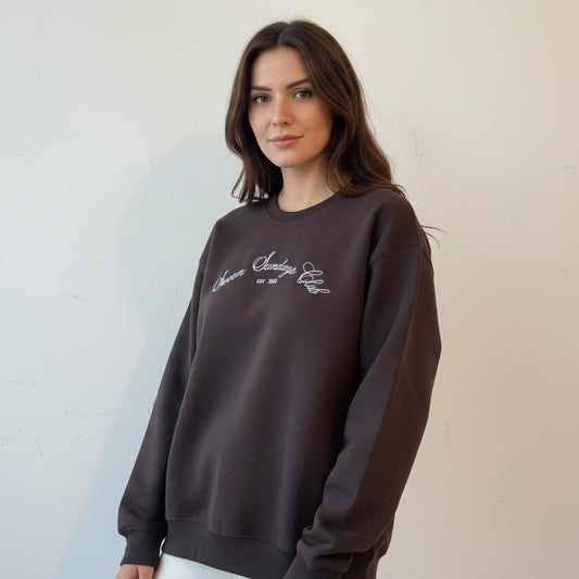 Seven Sundays Crewneck - Cocoa Brown