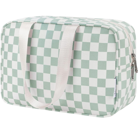Cool Mint Check Cosmetic Bag