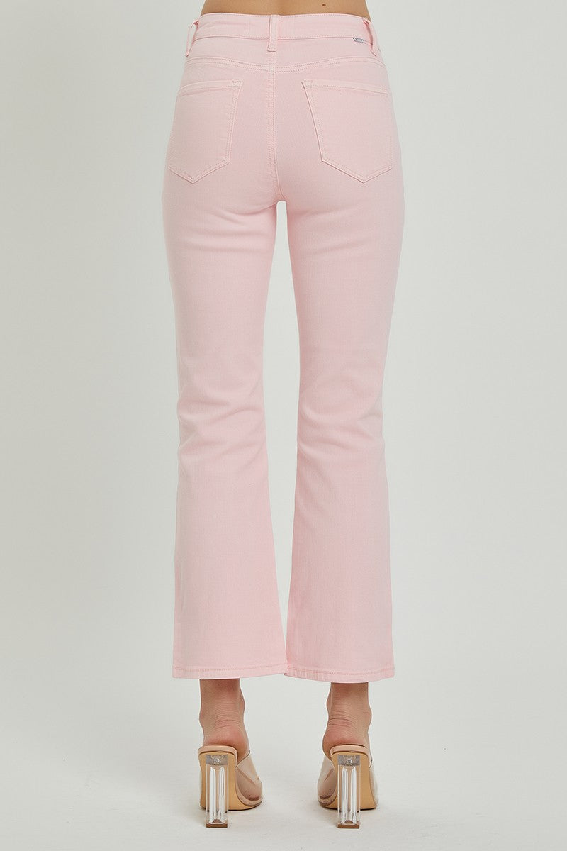 Pretty in Pink High Rise Crop Straight Jeans - Risen