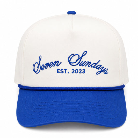 Seven Sundays Trucker Hat - White & Royal Blue