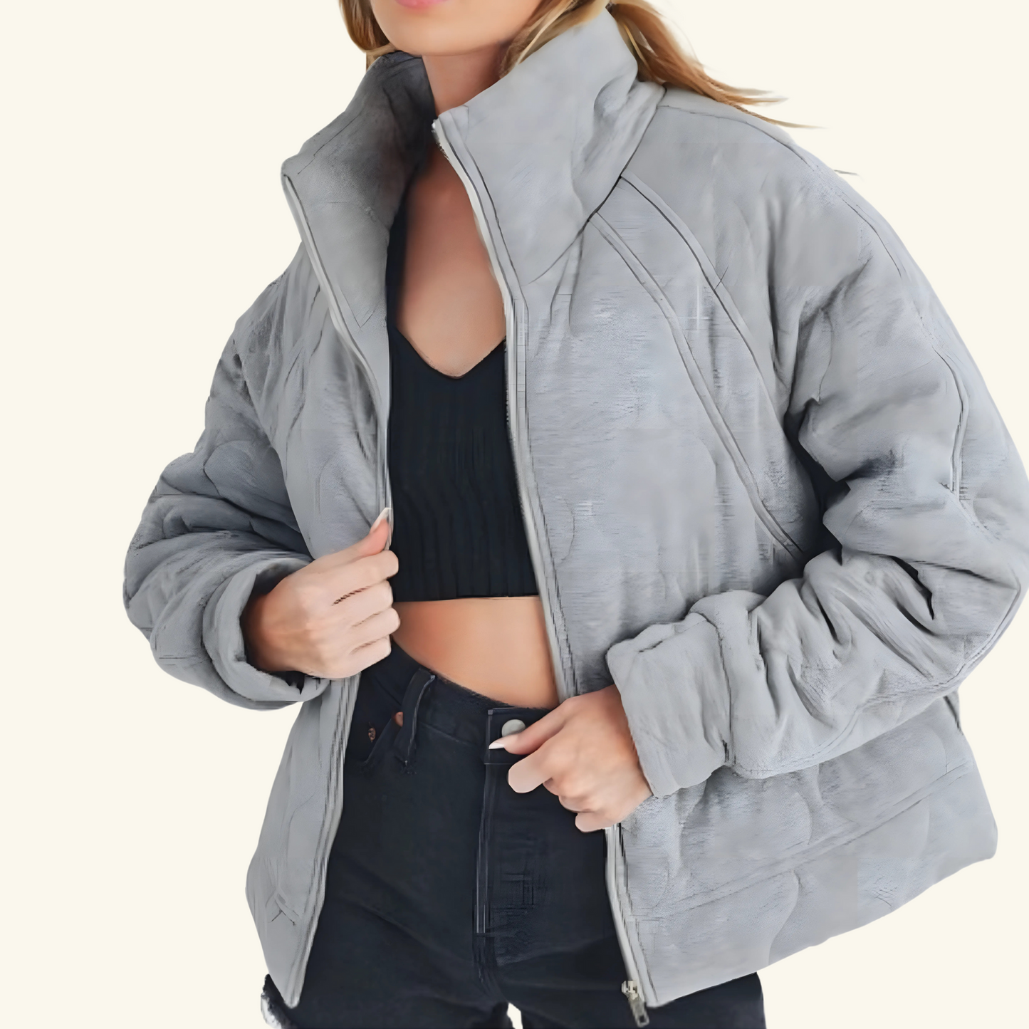 Darla Quilted Crop Bomber Jacket
