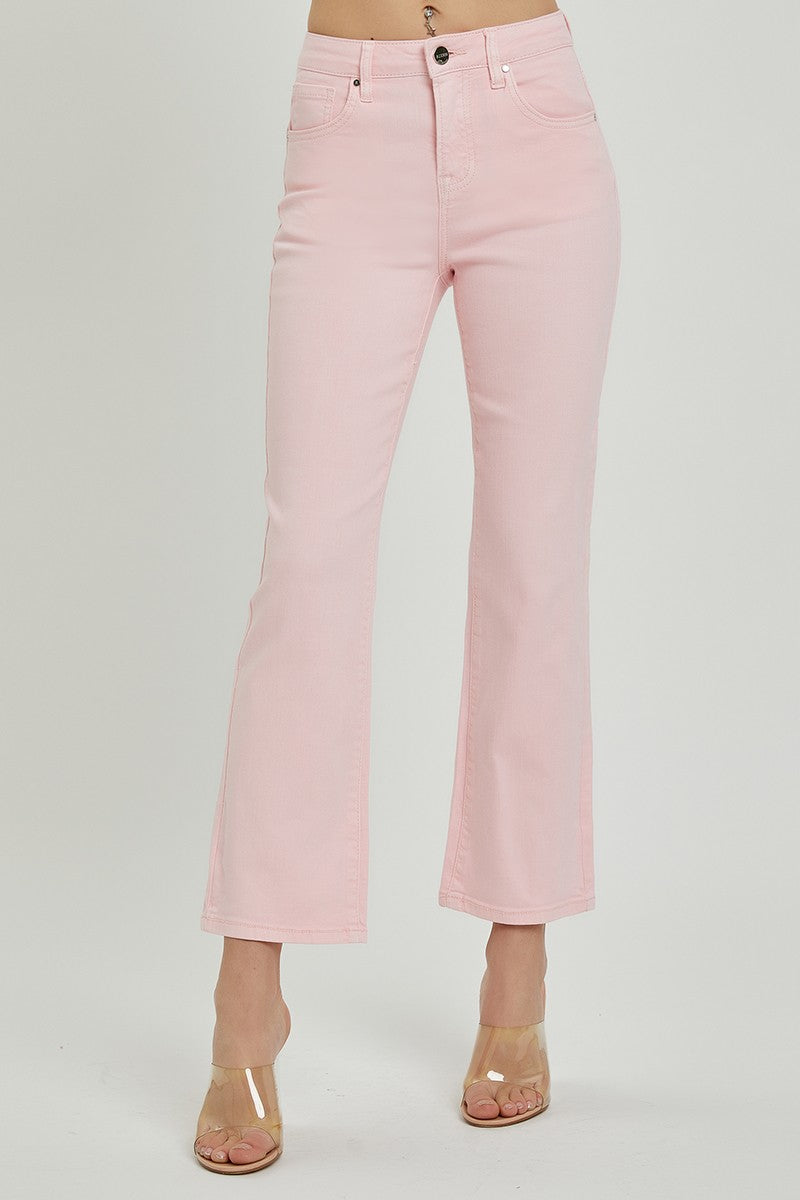 Pretty in Pink High Rise Crop Straight Jeans - Risen