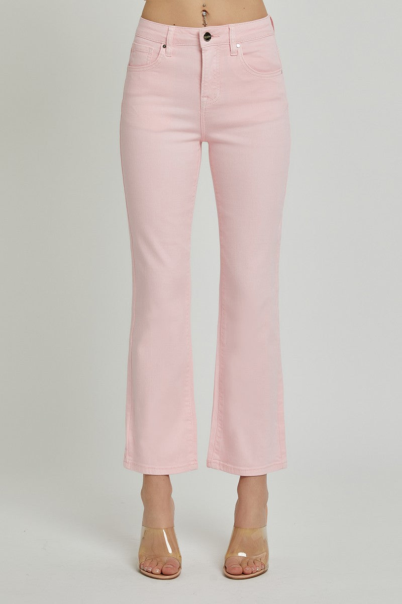 Pretty in Pink High Rise Crop Straight Jeans - Risen