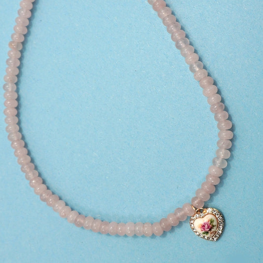 Love Stone Quartz Charm Necklace