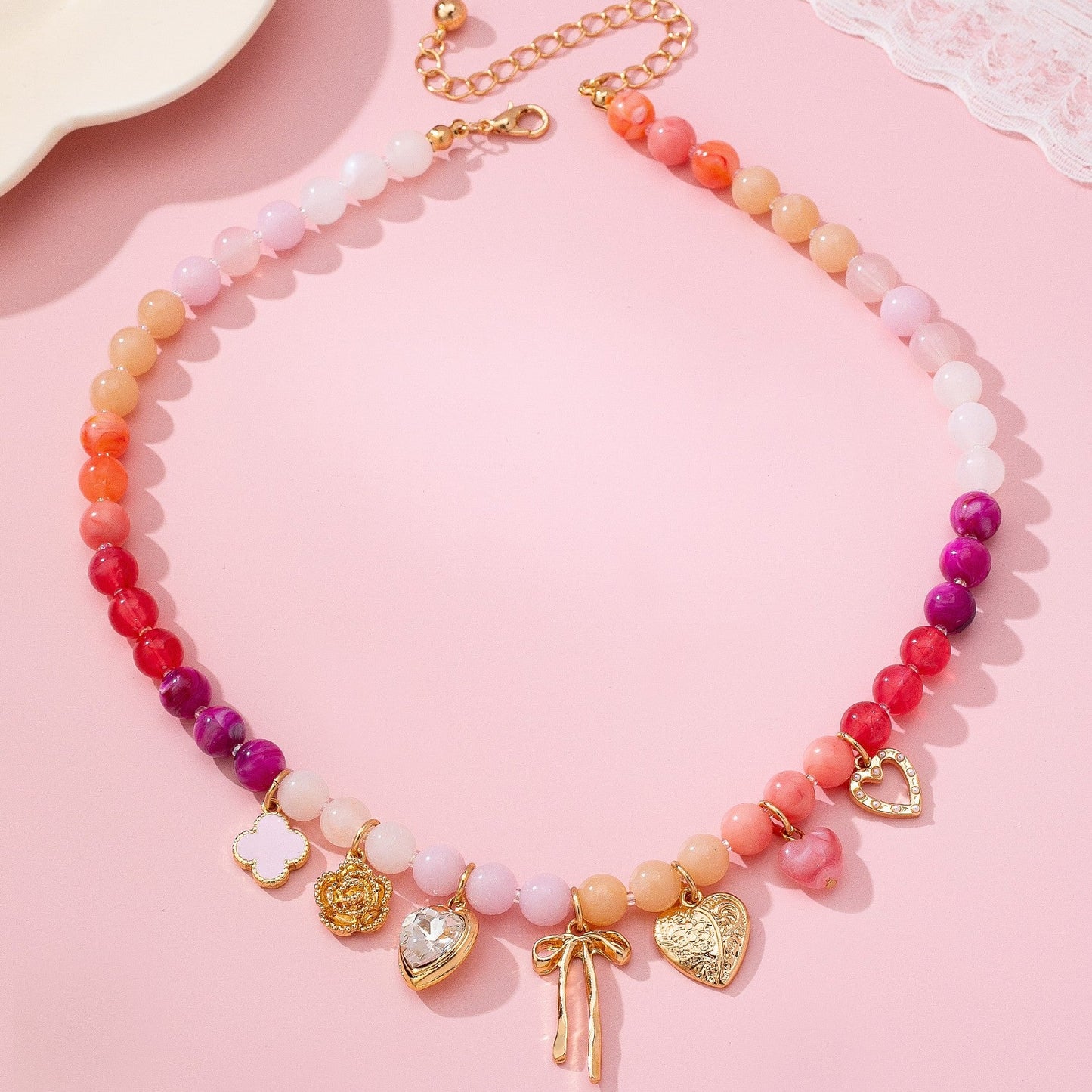 Sweetheart Multi Stone Charm Necklace
