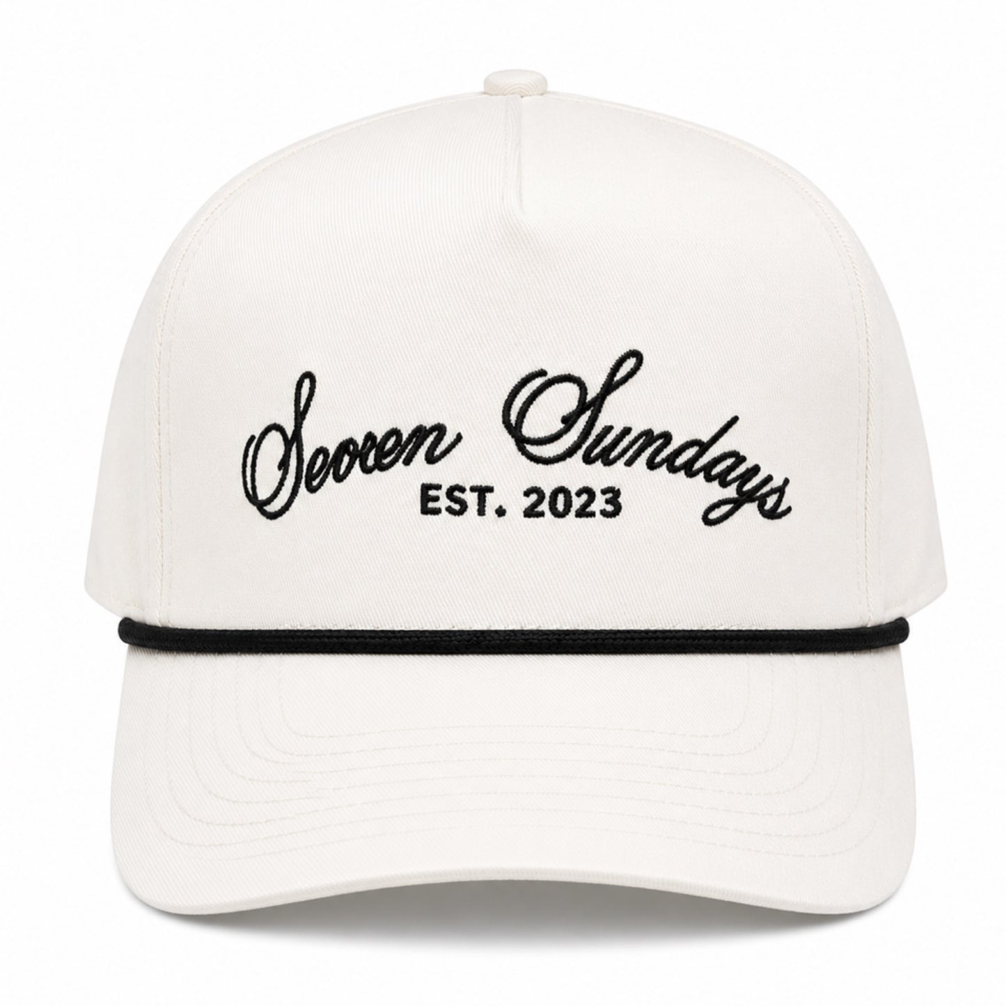 Seven Sundays Trucker Hat - White w/black roping