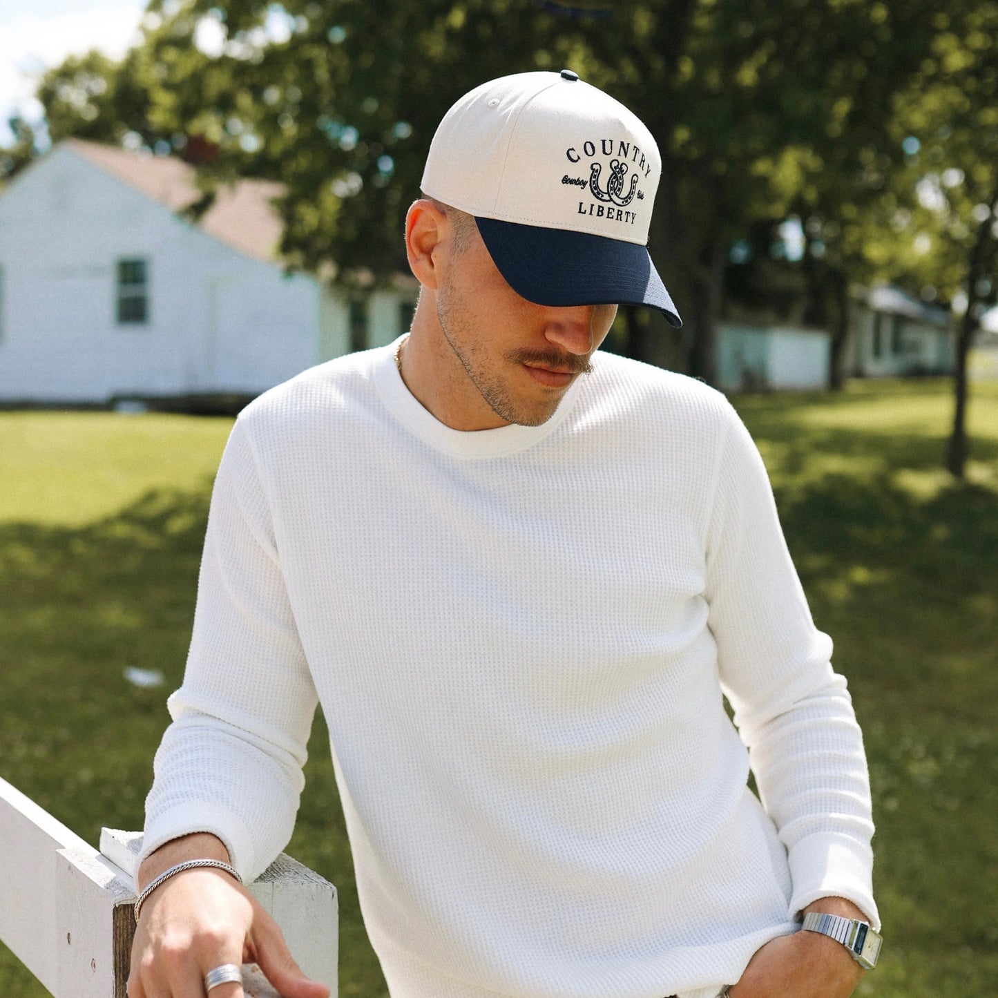 Country Liberty "Lucky You" Natural Navy Two-Tone Hat