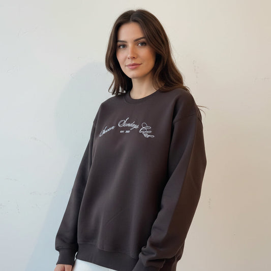 Seven Sundays Crewneck - Cocoa Brown