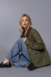Work Line Corduroy Collar Twill Jacket