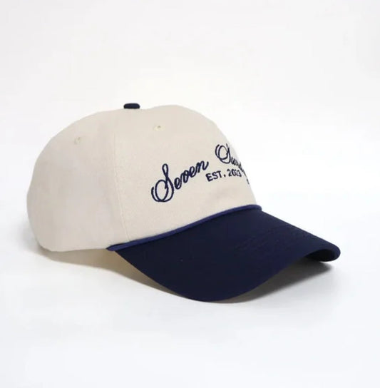 Seven Sundays Dad Hat - White w/Navy Blue Beak