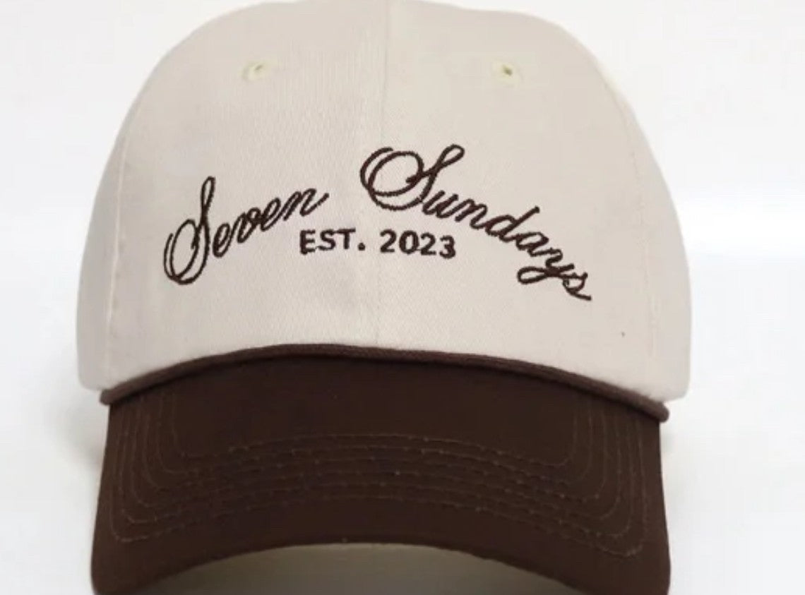 Seven Sundays Dad Hat - White w/ Brown Beak