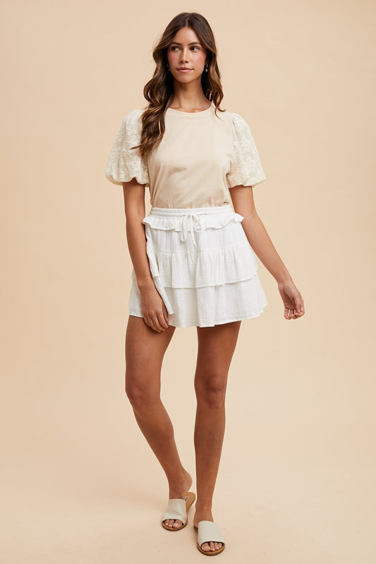 August Crochet Sleeve Jersey Top