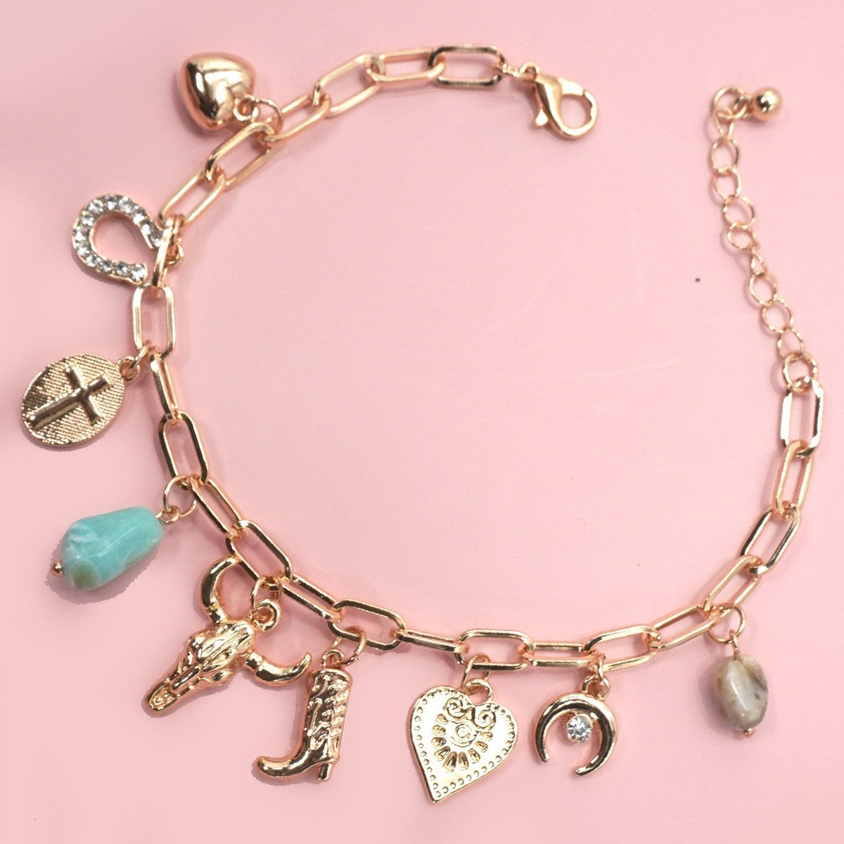 Longhorn Luxe Gold Charm Bracelet