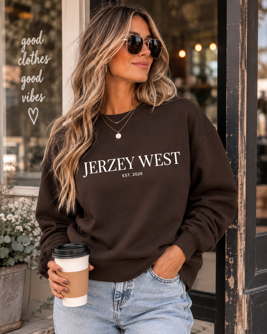 Jerzey West Graphic Crewneck - Chocolate Brown