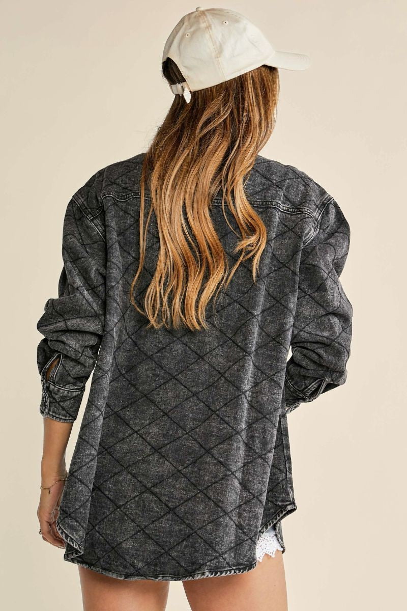 Classic Quilt Stitch Design Denim Jacket
