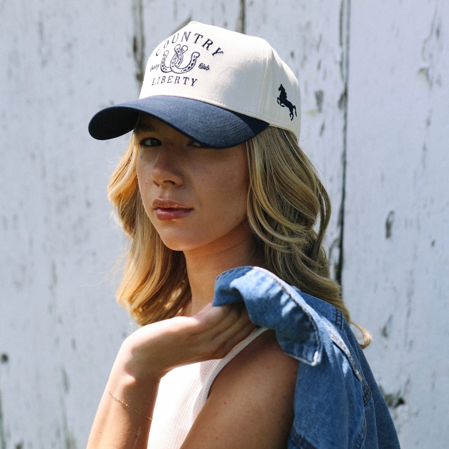 Country Liberty "Lucky You" Natural Navy Two-Tone Hat