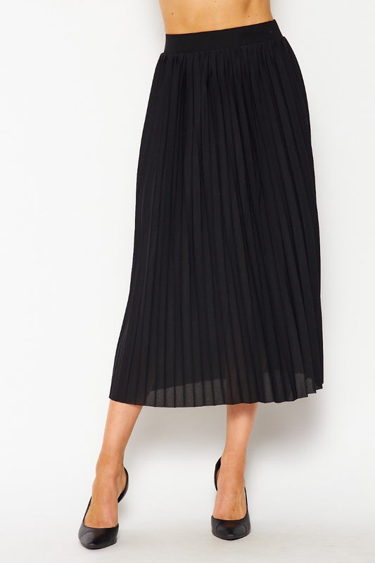 Pleated Matte Satin Maxi Skirt