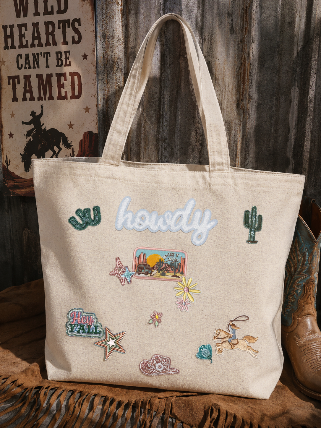 Howdy Cowgirl Patchwork Tote