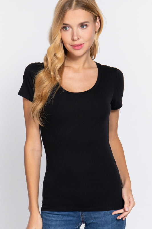 Betty Short Sleeve Scoop Neck Cotton Jersey Tee